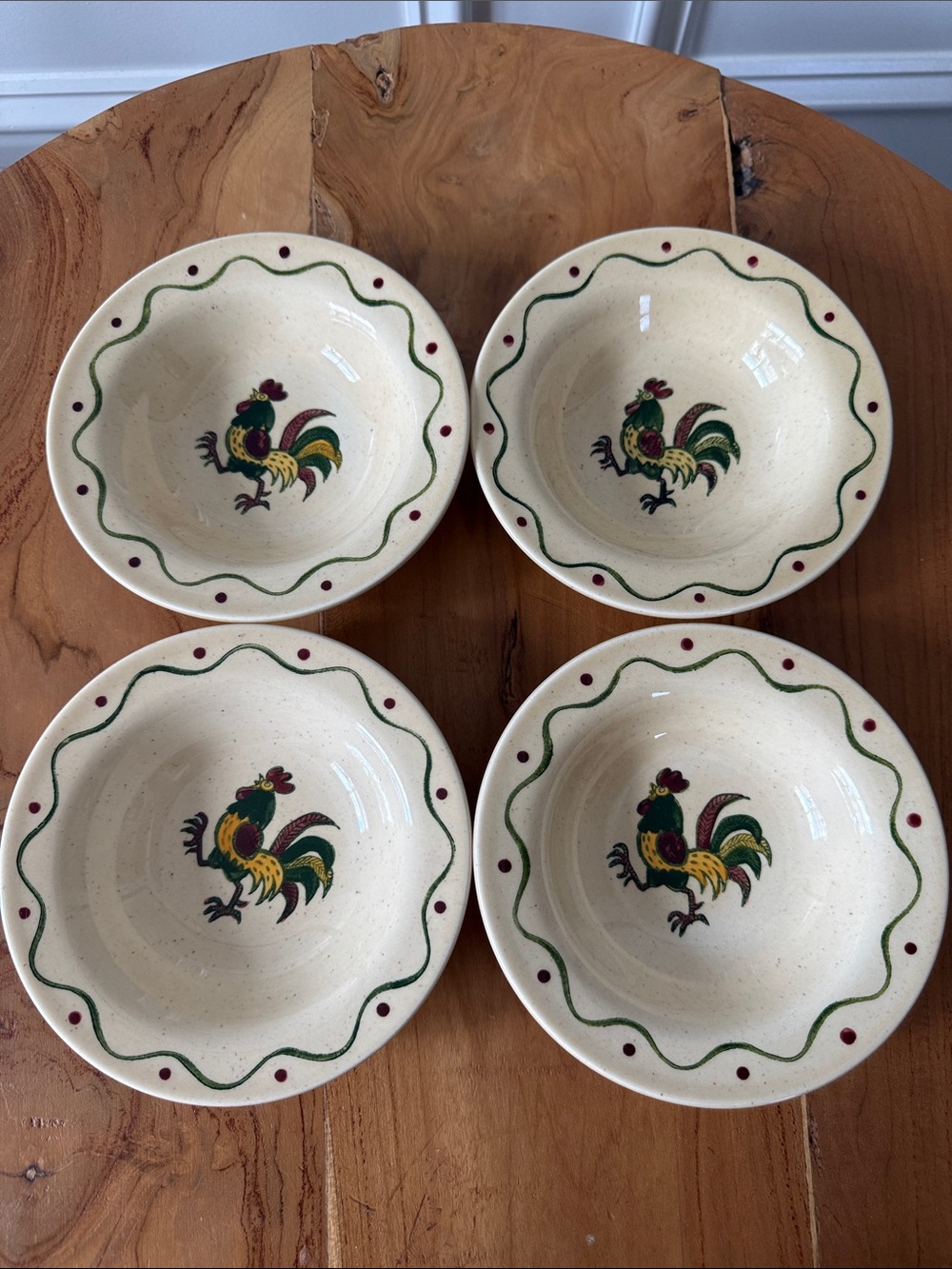 4 Metlox Poppytrail California Provincial Rooster Rim Fruit Dessert 6" Bowls